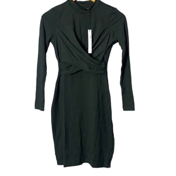 SUSANA MONACO x REVOLVE Caviar Green   Mock neck Mini Dress Grunge Whimsigoth XS - Picture 3 of 10